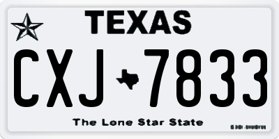 TX license plate CXJ7833