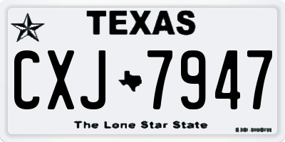 TX license plate CXJ7947
