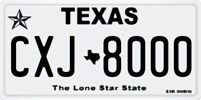 TX license plate CXJ8000