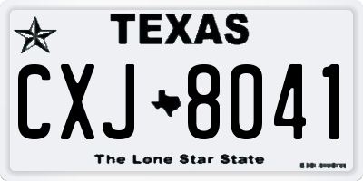 TX license plate CXJ8041