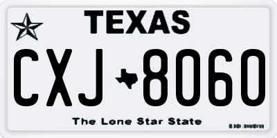 TX license plate CXJ8060