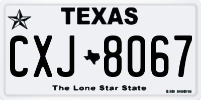 TX license plate CXJ8067