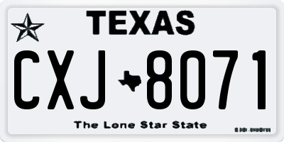 TX license plate CXJ8071