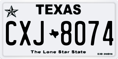 TX license plate CXJ8074