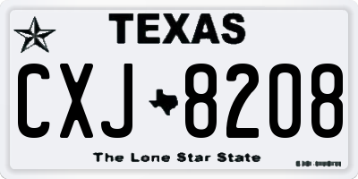 TX license plate CXJ8208