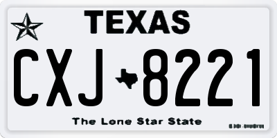 TX license plate CXJ8221