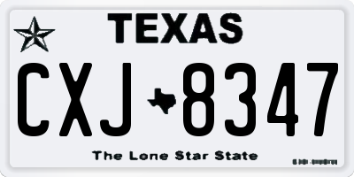 TX license plate CXJ8347