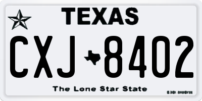 TX license plate CXJ8402