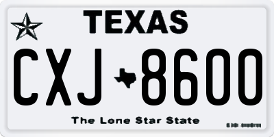 TX license plate CXJ8600