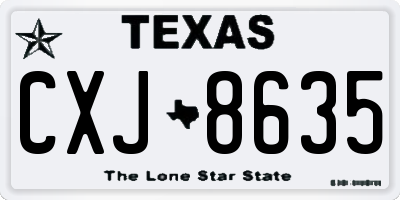 TX license plate CXJ8635