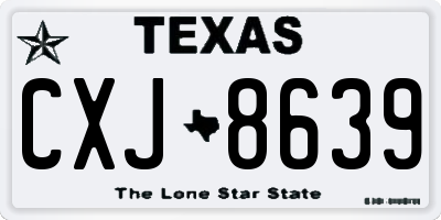 TX license plate CXJ8639