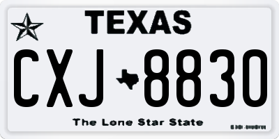 TX license plate CXJ8830