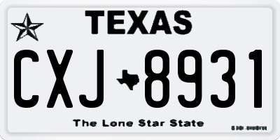TX license plate CXJ8931