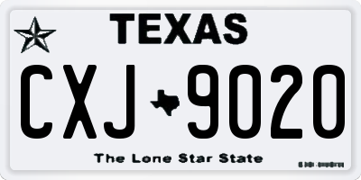 TX license plate CXJ9020