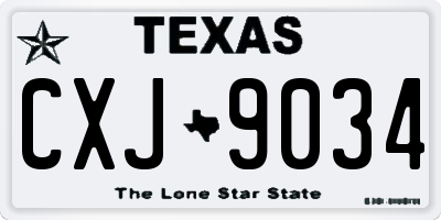 TX license plate CXJ9034