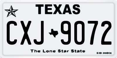 TX license plate CXJ9072
