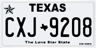 TX license plate CXJ9208