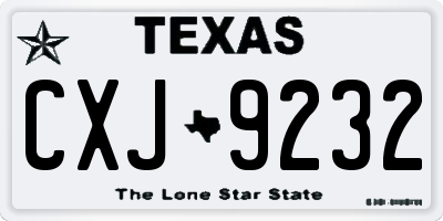 TX license plate CXJ9232
