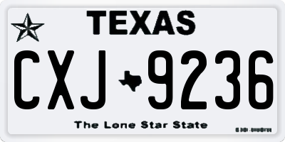 TX license plate CXJ9236