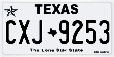 TX license plate CXJ9253