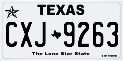 TX license plate CXJ9263