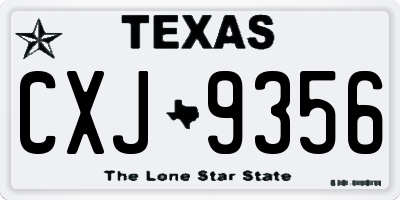 TX license plate CXJ9356