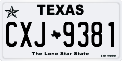 TX license plate CXJ9381
