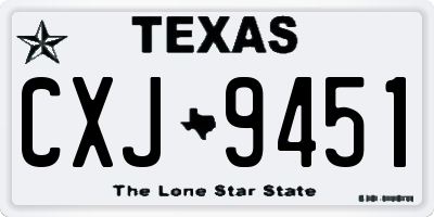 TX license plate CXJ9451