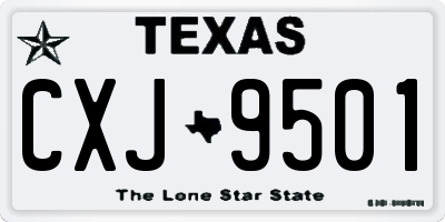 TX license plate CXJ9501