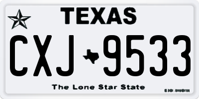 TX license plate CXJ9533
