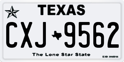 TX license plate CXJ9562
