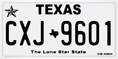 TX license plate CXJ9601