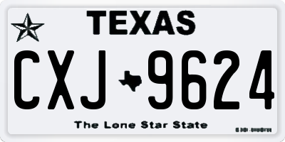 TX license plate CXJ9624