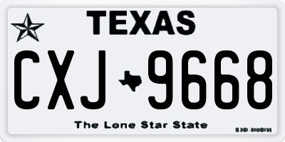 TX license plate CXJ9668