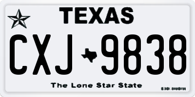 TX license plate CXJ9838