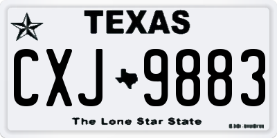 TX license plate CXJ9883