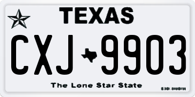 TX license plate CXJ9903