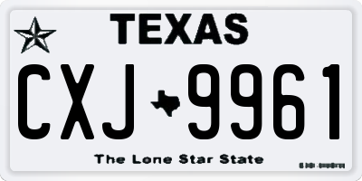 TX license plate CXJ9961