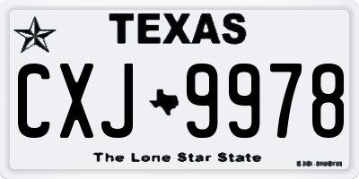 TX license plate CXJ9978