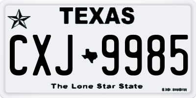 TX license plate CXJ9985