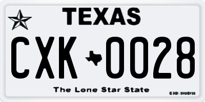TX license plate CXK0028