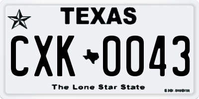 TX license plate CXK0043