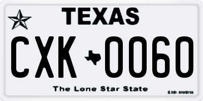 TX license plate CXK0060