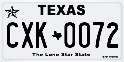 TX license plate CXK0072