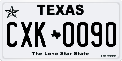 TX license plate CXK0090