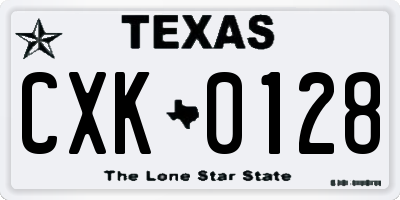 TX license plate CXK0128