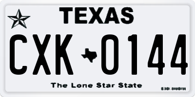 TX license plate CXK0144