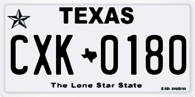 TX license plate CXK0180