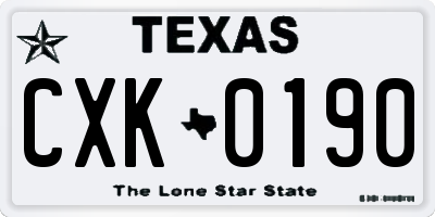 TX license plate CXK0190