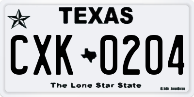 TX license plate CXK0204